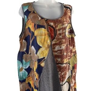 Violet Ruby Tunic Shirt Womens XL‎ Multicolor Sleeveless Long Print Boho Artsy